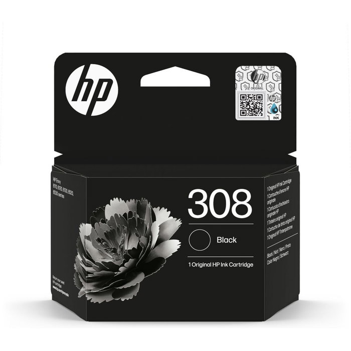 HP Cartouche d'encre originale Noir 308 (7FP21UE) pour imprimantes Envy 6110, 6120, 6130, 6520, 6530 | Encre authentique HP