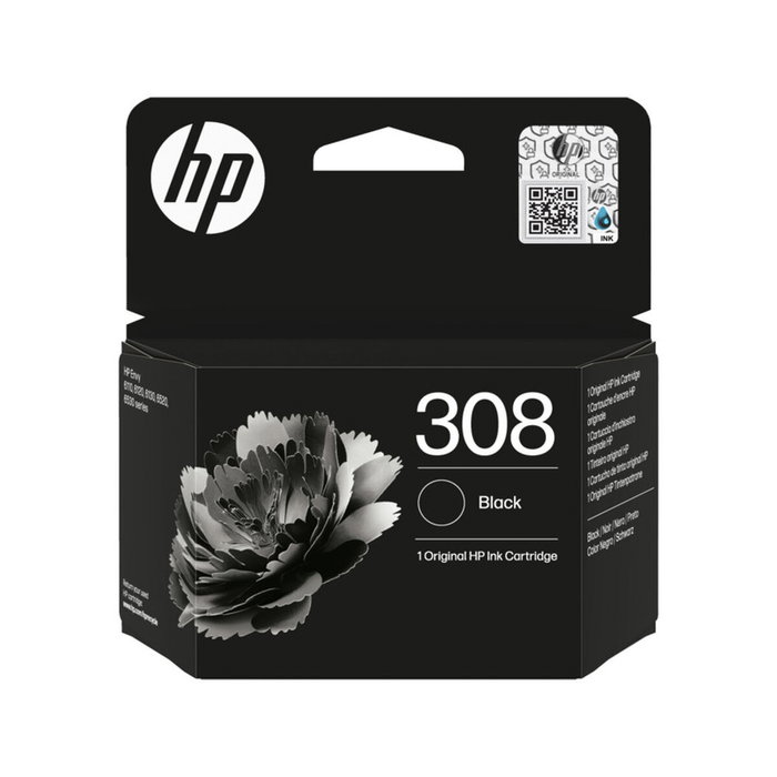 HP Cartouche d'encre originale Noir 308 (7FP21UE) pour imprimantes Envy 6110, 6120, 6130, 6520, 6530 | Encre authentique HP