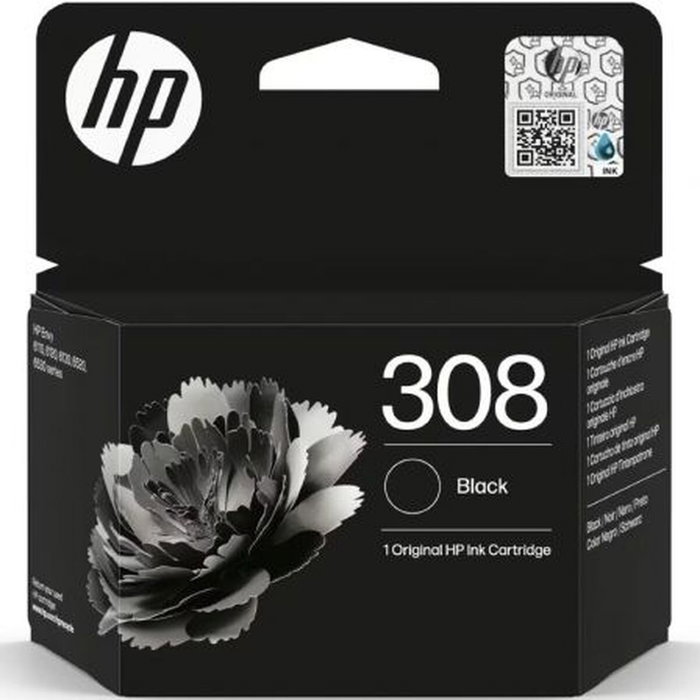 HP Cartouche d'encre originale Noir 308 (7FP21UE) pour imprimantes Envy 6110, 6120, 6130, 6520, 6530 | Encre authentique HP