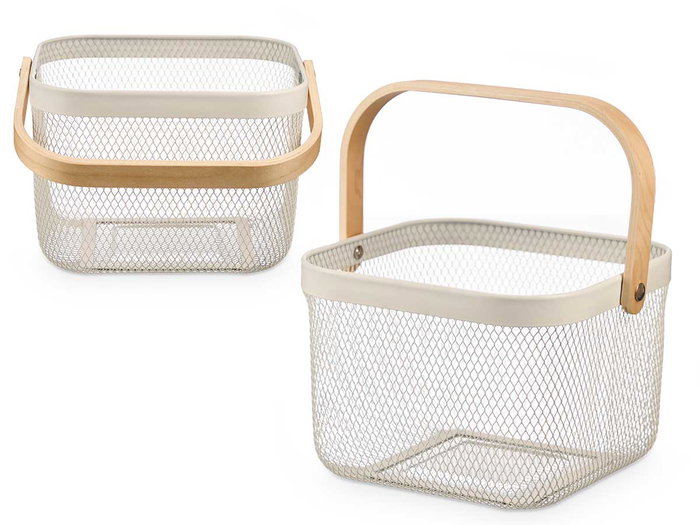 KINVARA Panier Carré avec Poignée Crème KINVARA Panier Carré avec Poignée Crème