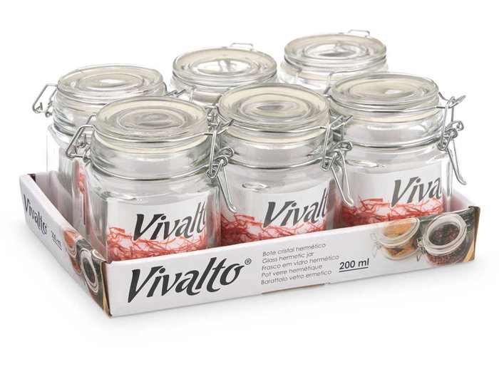 Vivalto Bocal en Verre Carré avec Fermeture Hermétique 200 ml 9x9x7 cm Transparent (Set de 24) Vivalto Bocal en Verre Carré avec Fermeture Hermétique 200 ml 9x9x7 cm Transparent (Set de 24)