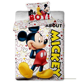 DISNEY - Housse de couette 140x200 cm et housse de coussin 63x63 cm microfibre - Motif Mickey - 100% polyester