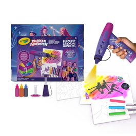 Crayola K-POP Demon Hunters - Combo 2 en 1 Super Aérographe et Laboratoire de Marqueurs