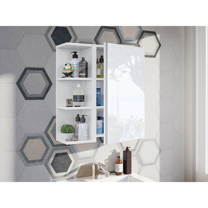 Forés/Arkit Module d'angle pour salle de bain 20 cm Blanc brillant Meuble auxiliaire avec 2 étagères 20 x 19,5 x 65 cm Forés/Arkit Module d'angle pour salle de bain 20 cm Blanc brillant Meuble auxiliaire avec 2 étagères 20 x 19,5 x 65 cm