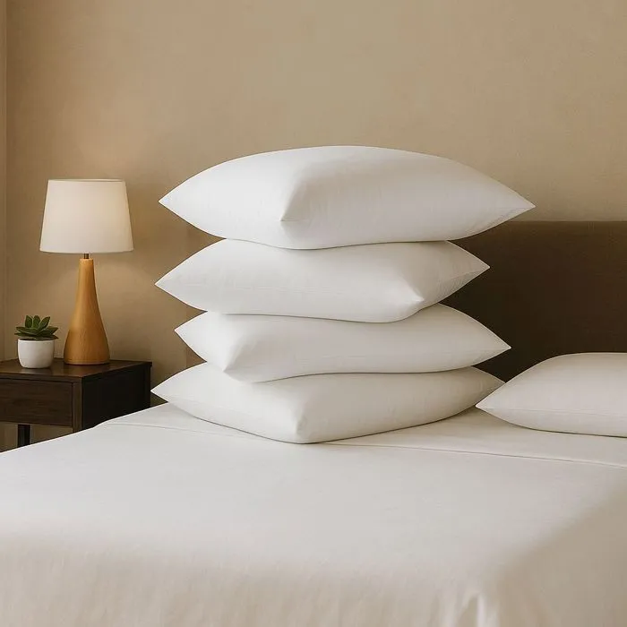 Dodo - Lot de 4 Oreillers Moelleux 60x60 cm - Garnissage Fibre Volupt'Air - Enveloppe Polyester Peau de Pêche - Blanc