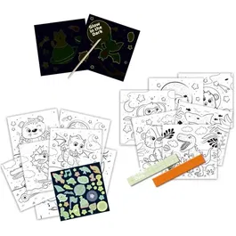 SES CREATIVE Cahier d'activités de coloriage phosphorescent 3 en 1 - Effet lumineux dans le noir - Pour enfants