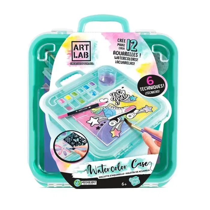 Canal Toys Mallette d'Aquarelle Art Lab ART 012 - Atelier Complet Peinture Aquarelle pour Enfants avec Outils, Couleurs Non Toxiques