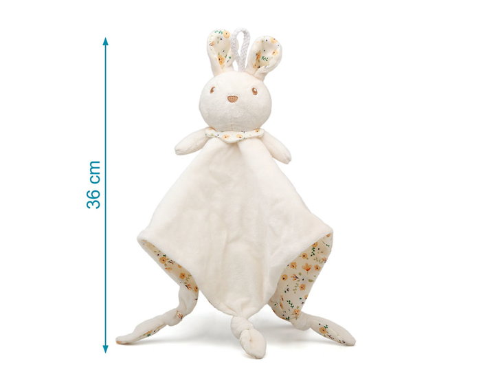KioKids Doudou Lapin - Doudou de sécurité en polyester blanc pour bébé dès la naissance - Jouet d'attachement et de réconfort