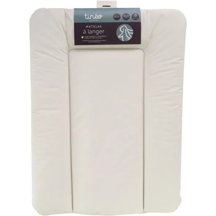 Tineo Matelas à langer ESSENTIEL - Revêtement PVC imperméable, facile à nettoyer - Format universel pour table à langer - Couleur Écru