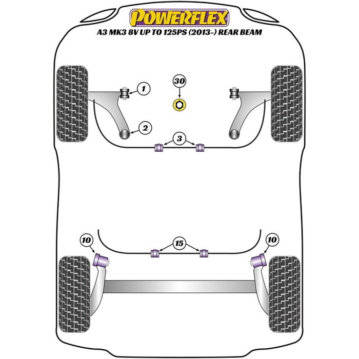 Silentblock Powerflex PFF85-803-25 Delantera 2 Pièces