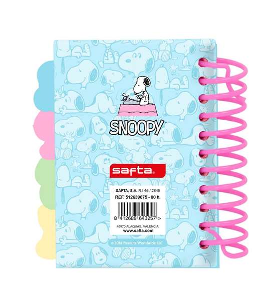 Safta Bloc-notes A7 Snoopy avec couverture rigide
