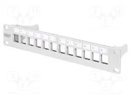 DIGITUS Panneau de brassage Keystone Cat 6a 12 ports gris