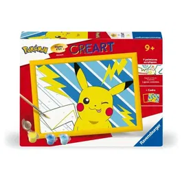 Ravensburger CreArt Kids 25905 - Kit de peinture par numéros Pikachu Éclair 18x24 cm avec cadre - Loisir créatif dès 7 ans