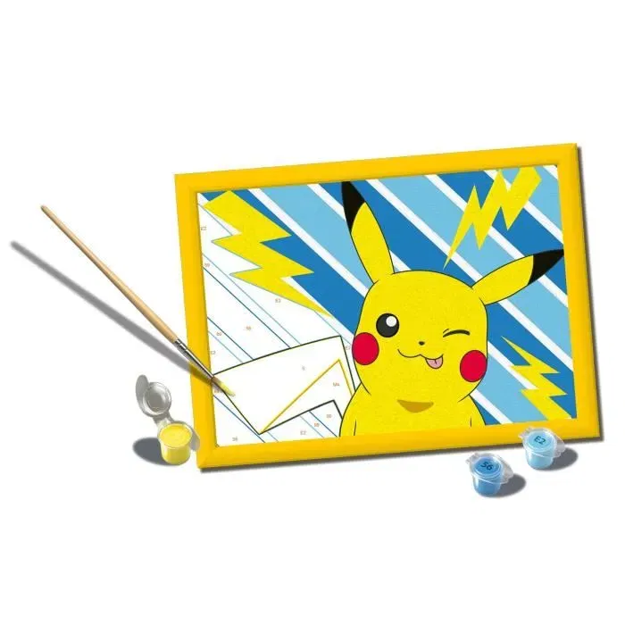 Ravensburger CreArt Kids 25905 - Kit de peinture par numéros Pikachu Éclair 18x24 cm avec cadre - Loisir créatif dès 7 ans