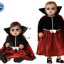 Déguisement de Vampiresse pour Bébé Fille 24 Mois - Costume Dracula Rouge Vin et Noir avec Cape - Halloween