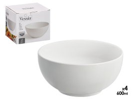 Vessia Set 4 Bols 600 ml en Porcelaine Blanc - 18x16x16 cm (Set de 8)