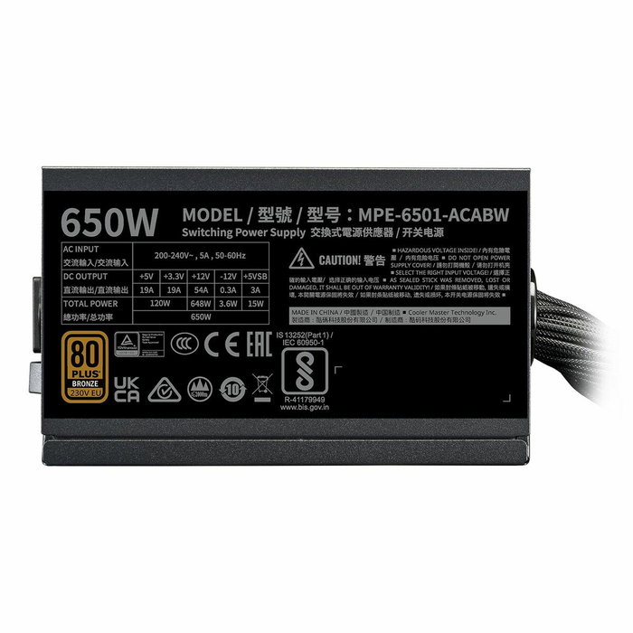 Cooler Master MWE 650W V2 ATX 3.1 - Alimentation PC Semi-modulaire 650W Cooler Master MWE 650W V2 ATX 3.1 - Alimentation PC Semi-modulaire 650W