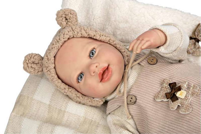 Muñecas Arias Poupée Reborn Ruben avec coussin, corps souple 45 cm
