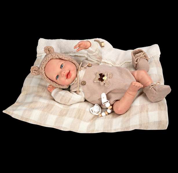Muñecas Arias Poupée Reborn Ruben avec coussin, corps souple 45 cm