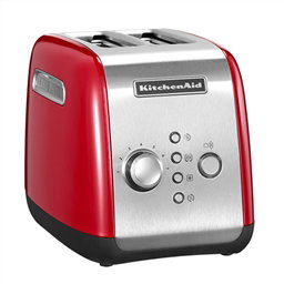 Kitchenaid 5KMT221 EER Tostador Retro pour 2 Tranches, Taille Extra-Large, 7 Niveaux de Brunissement, Chaleur Maintenue 3 Min, Rouge