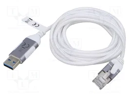 GOOBAY Câble USB 3.0 vers RJ45 Cat 6 Slim, 2m, Blanc
