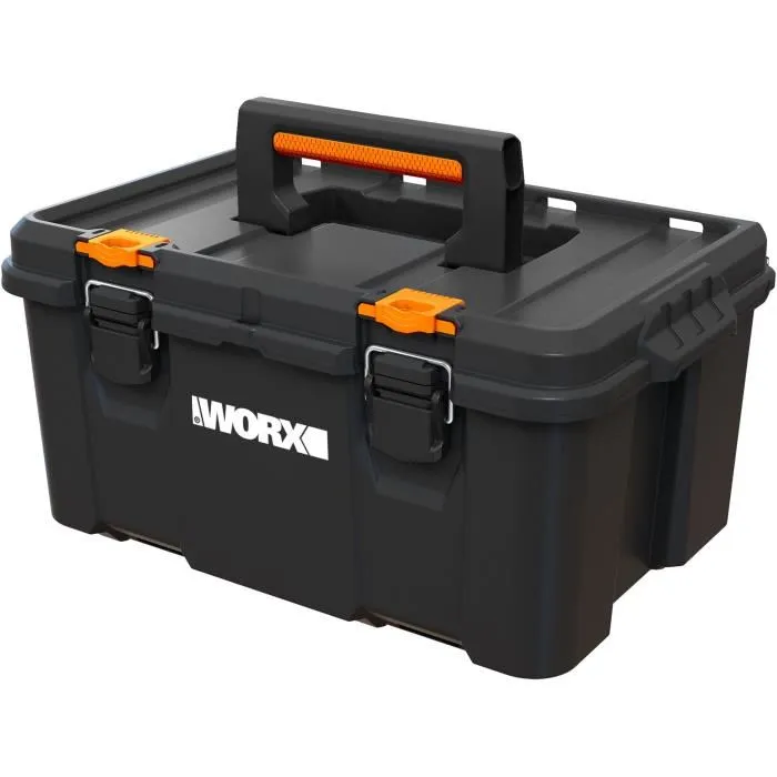 Boîte à outils de marque Keter WORX STACK N ROLL, coffre de rangement robuste et roulant, 48 cm x 33 cm x 26 cm, noir