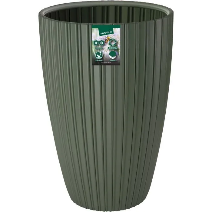 Garden ID Fancy - Pot de fleurs éco-responsable en plastique recyclé 80% - Résistant gel, chocs et UV - Dimensions 40 x 58 cm - Vert tilleul