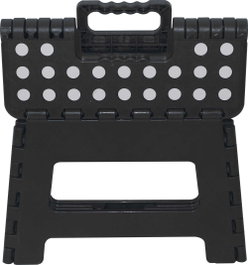 Marbueno Tabouret Pliable en Plastique Noir 31,5x25x22 cm