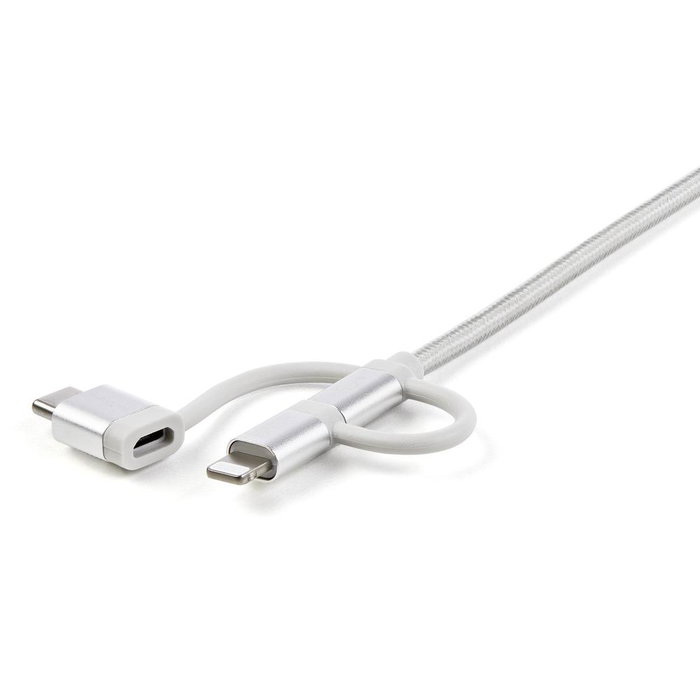 Startechcom Cable USB Type A vers Micro USB 3 en 1 USB-C et Lightning 1m MFi