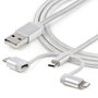 Startechcom Cable USB Type A vers Micro USB 3 en 1 USB-C et Lightning 1m MFi