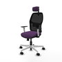 Chaise Alfera Synchrone/Traslack Maille/tissu Pourpre Maille Noir Structure polyamide blanc Accoudoirs noirs et blancs Appui-tête 2D Roulettes 65mm nylon