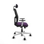 Chaise Alfera Synchrone/Traslack Maille/tissu Pourpre Maille Noir Structure polyamide blanc Accoudoirs noirs et blancs Appui-tête 2D Roulettes 65mm nylon