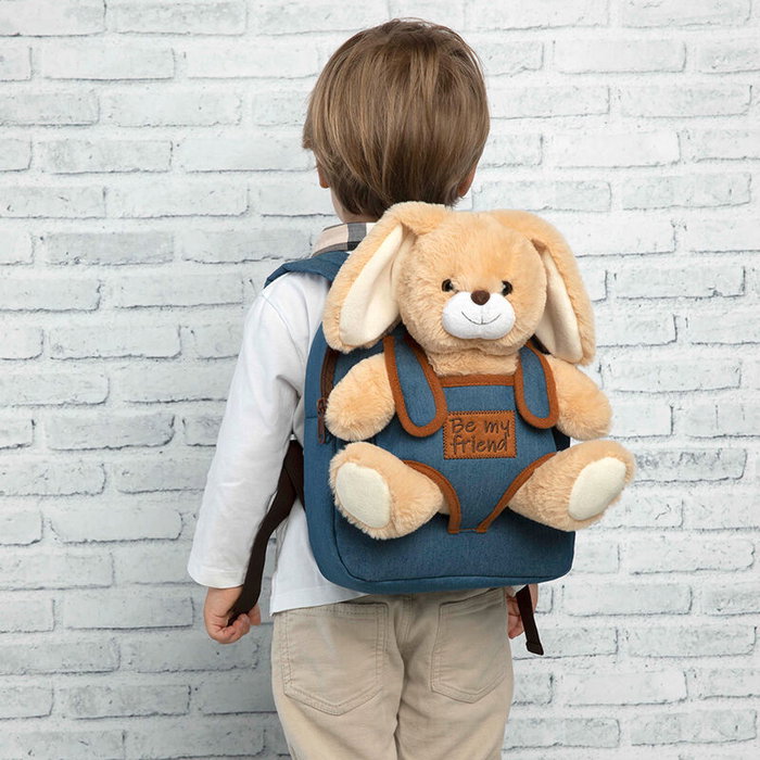 PERLETTI Sac à dos enfant avec peluche Lapin Conejo Bob 26 cm - Sac à dos 26x21x8 cm