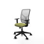 Chaise Motilla Synchro 3 positions tissu Vert olive Maille Blanc Base pyramidale noire Accoudoir 1D Sans appui-tête Roulettes 65mm nylon