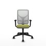Chaise Motilla Synchro 3 positions tissu Vert olive Maille Blanc Base pyramidale noire Accoudoir 1D Sans appui-tête Roulettes 65mm nylon