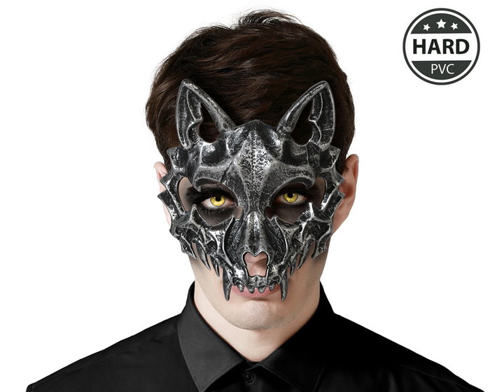 Masque de crâne de loup noir pour adulte - Accessoire original Halloween, théâtre et photo Masque de crâne de loup noir pour adulte - Accessoire original Halloween, théâtre et photo