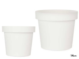 Ibergarden Pot en plastique blanc 14 cm de diamètre x 12,5 cm de hauteur (Set de 12)
