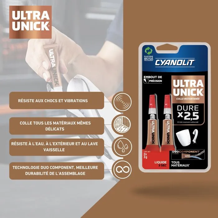 Cyanolit Ultra Unick 2x3 g - Colle universelle instantanée ultra-rapide