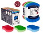 Arte Regal Lot de 3 Éponges Mini avec Éponge Abrasive 10 x 7 x 7 cm Bleu Rouge Vert (Set de 20)