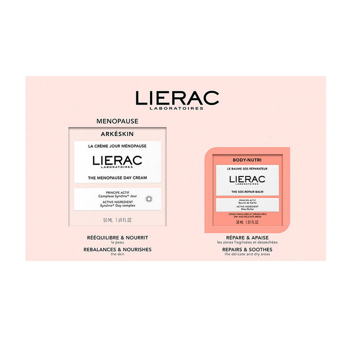 Lierac ARKESKIN Crème de jour anti-âge ménopause, biopeptide, acide hyaluronique, hydratation et fermeté, 2 pièces