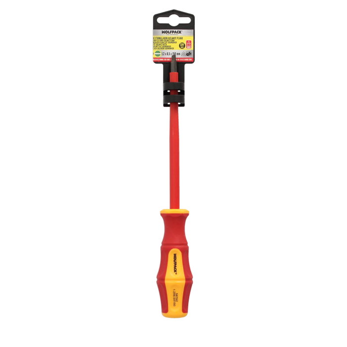 WOLFPACK LINEA PROFESIONAL Tournevis Plat Isolé VDE 1 000 V 1,2 x Ø 6,5 x 150 mm WOLFPACK LINEA PROFESIONAL Tournevis Plat Isolé VDE 1 000 V 1,2 x Ø 6,5 x 150 mm