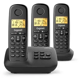 Gigaset Basic 100A Trio - Téléphone fixe avec répondeur, écran couleur rétroéclairé 1.5", répertoire 50 contacts, mains libres et blocage d'appels - Noir