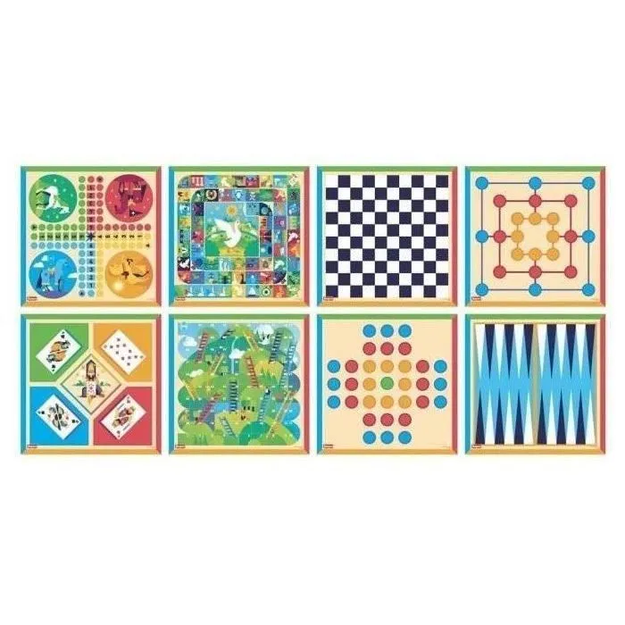 Jeujura Coffret de Jeux de Société Traditionnels en Bois - Jeux de l'Oie, Petits Chevaux, Dames, Solitaire, Marelle, Jacquet, Loto, Yams, 421 et Cartes avec Pions et Règles