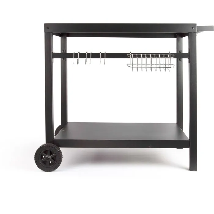 Livoo GS130 Desserte pour plancha extérieure, plateau 85 x 50 cm pour planchas 2, 3 ou 4 brûleurs, métal avec roulettes