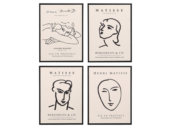 GIFTDECOR Lot de 8 Tableaux Matisse 30x40cm Beige + Negro GIFTDECOR Lot de 8 Tableaux Matisse 30x40cm Beige + Negro