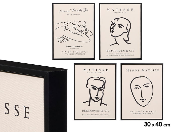 GIFTDECOR Lot de 8 Tableaux Matisse 30x40cm Beige + Negro GIFTDECOR Lot de 8 Tableaux Matisse 30x40cm Beige + Negro