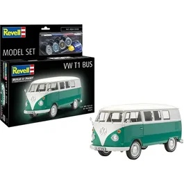 Revell Maquette à monter VW T1 Combi - Model Set avec colle, peintures et accessoires - Kit de modélisme détaillé