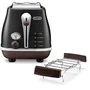 Delonghi CTOV2103.BK Grille-pain 2 Fentes 900 W Noir Mat/Chocolat - 6 Niveaux de Brunissage, Remontée Extra Haute, Ramasse-Miettes