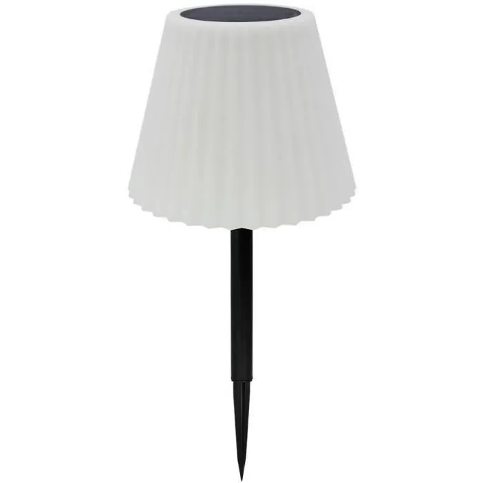 Lumisky Lampe de table solaire 2 en 1 à planter ou à poser, modèle BOUFFANT, H62 cm, LED blanc dimmable, abat-jour ondulé, pied métal