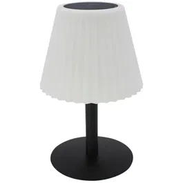 Lumisky Lampe de table solaire 2 en 1 à planter ou à poser, modèle BOUFFANT, H62 cm, LED blanc dimmable, abat-jour ondulé, pied métal